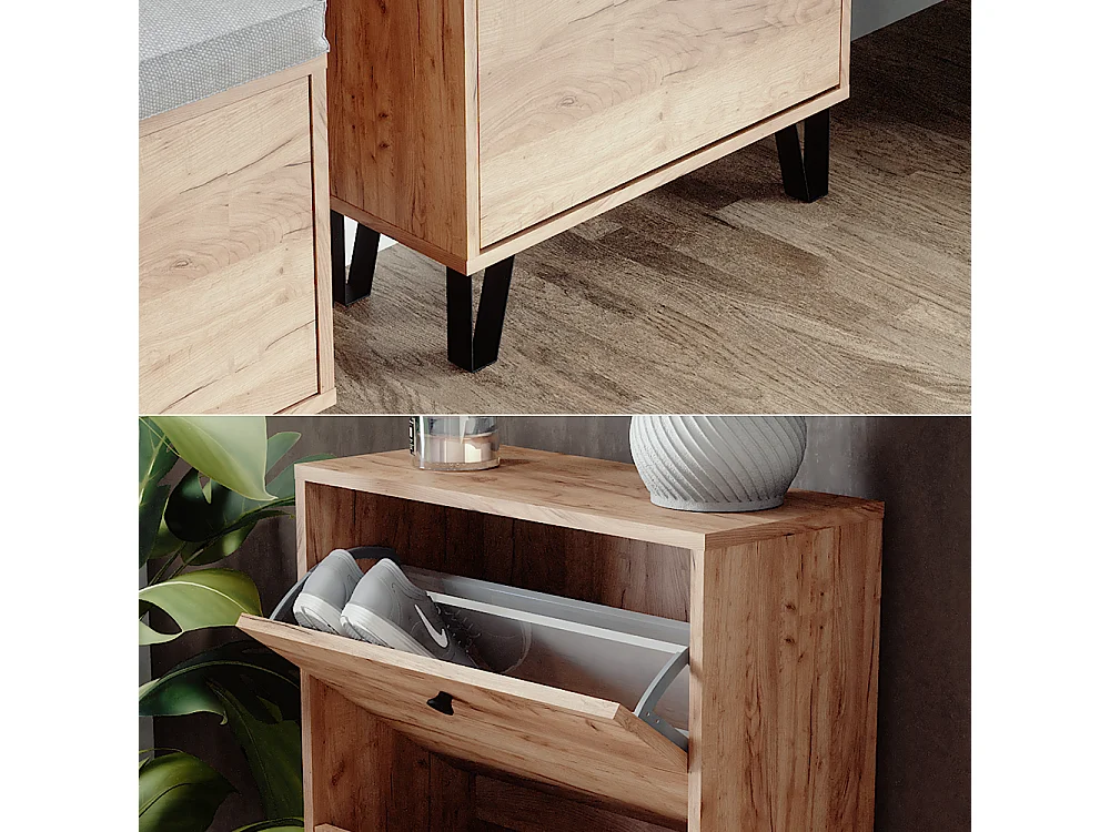 Schuhkipper goldkraft eiche 60x26x92 siri