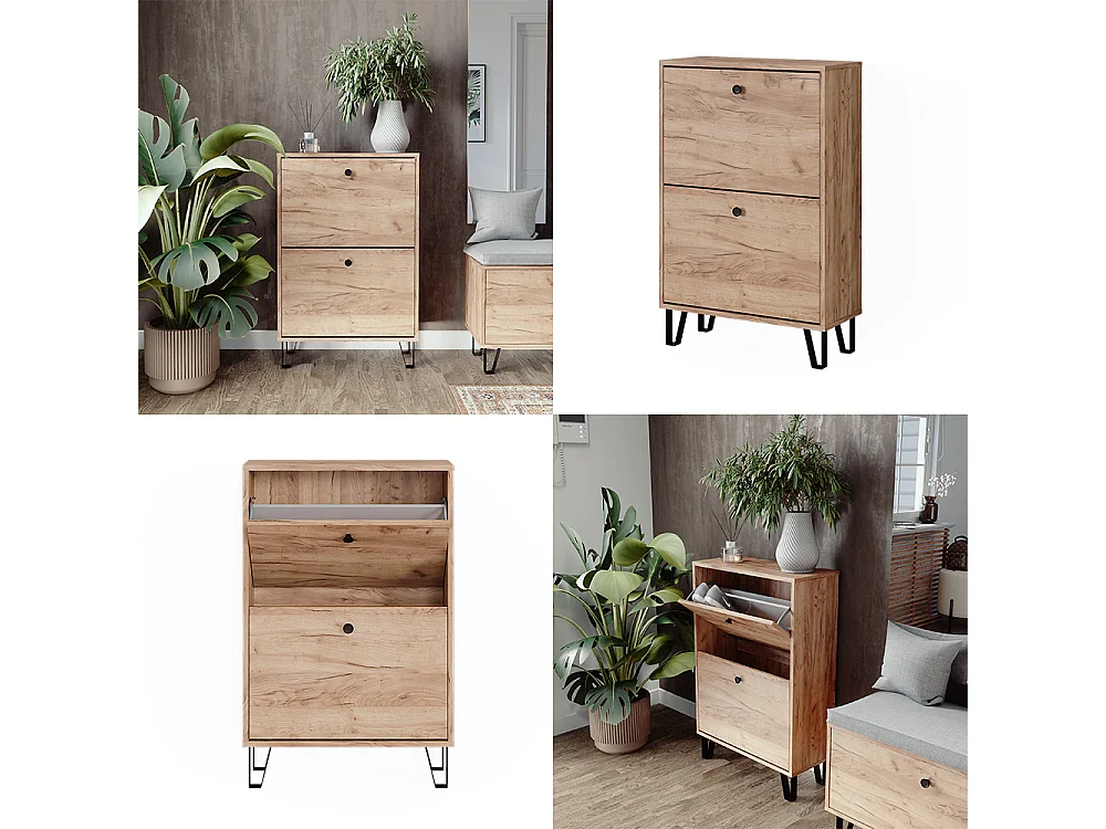 Schuhkipper goldkraft eiche 60x26x92 siri