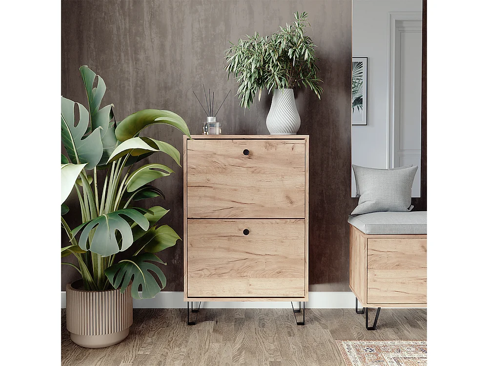 Benne à chaussures chêne de force doré 60x26x92 siri