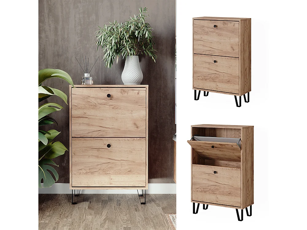 Benne à chaussures chêne de force doré 60x26x92 siri