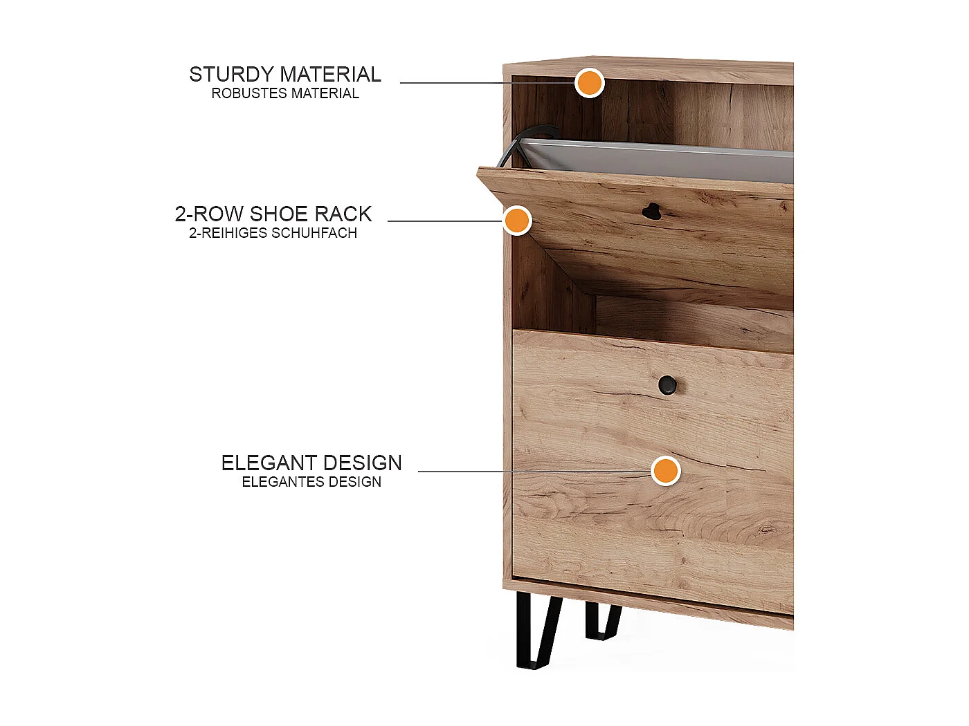 Benne à chaussures chêne de force doré 60x26x92 siri