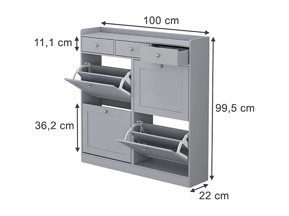 Schuhkipper grau 100x22x99.5 vitto