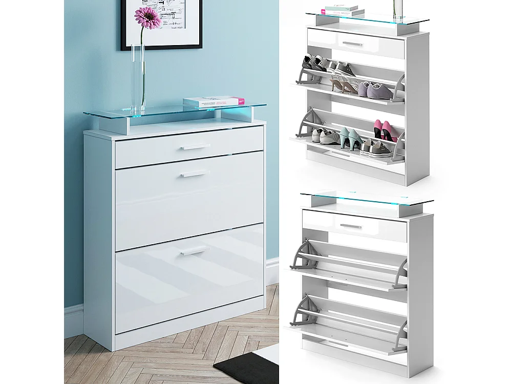 Meuble à chaussure blanc 89x27x104 alex