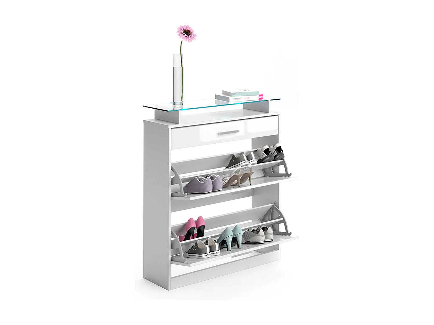 Meuble à chaussure blanc 89x27x104 alex