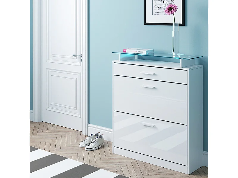 Meuble à chaussure blanc 89x27x104 alex