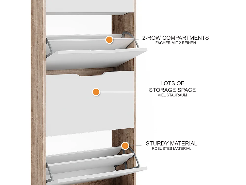 Schuhkipper sonoma/weiß 59x22x137 luca