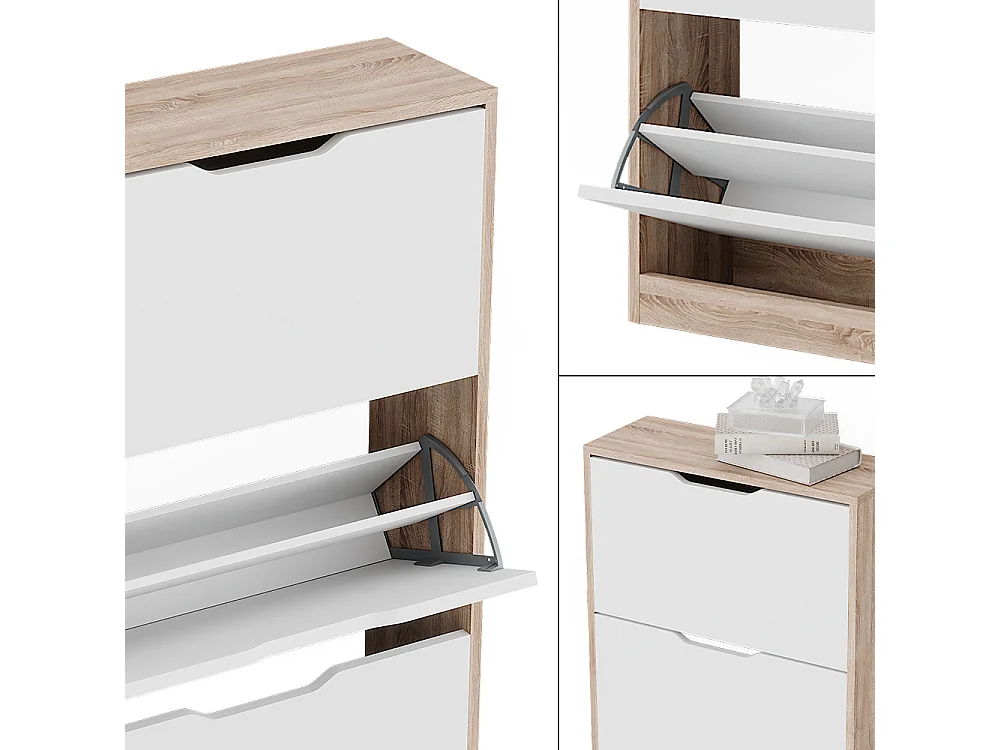 Meuble à chaussure sonoma/blanc 59x22x137 luca