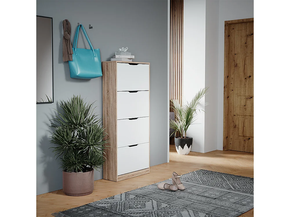 Meuble à chaussure sonoma/blanc 59x22x137 luca