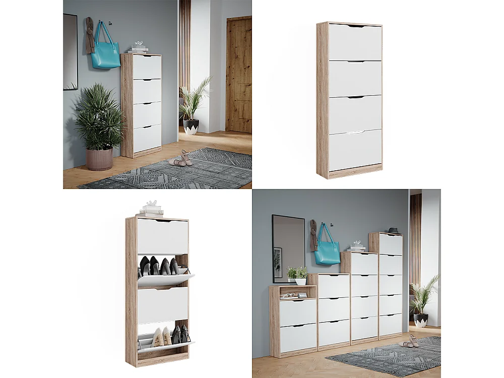 Meuble à chaussure sonoma/blanc 59x22x137 luca