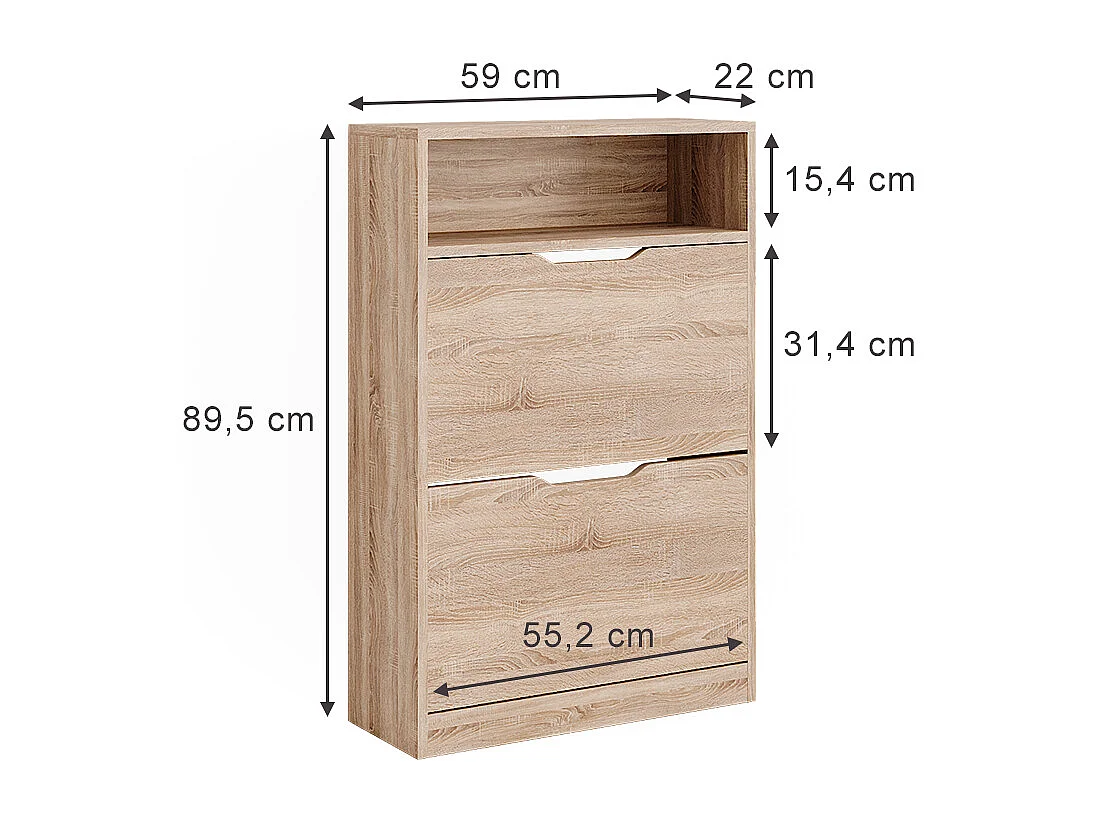 Mueble zapatero sonoma 59x22x89.5 luca