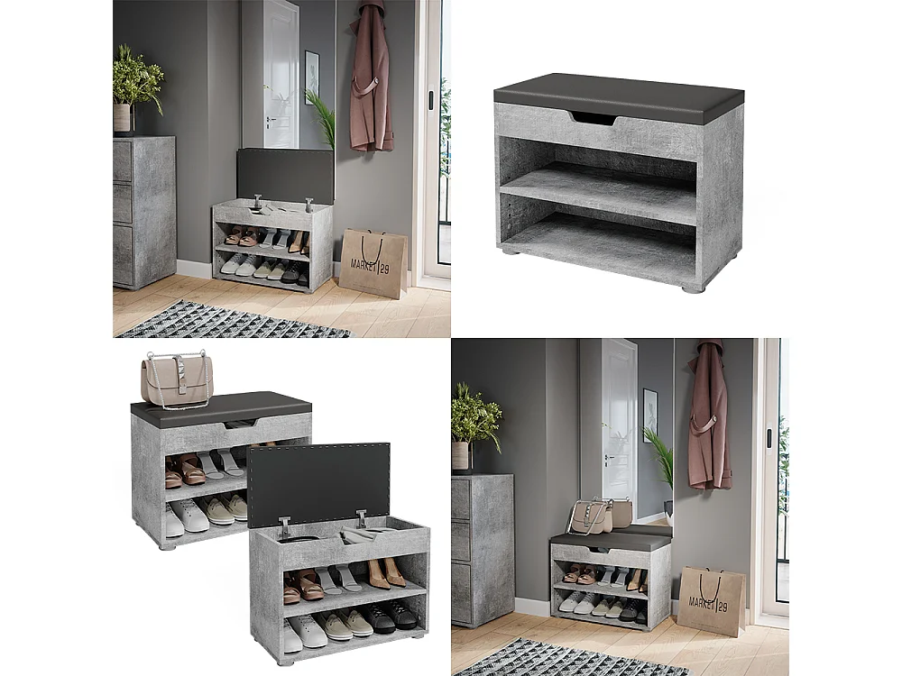 Banco para zapatos hormigón 60x30x45 rolfe