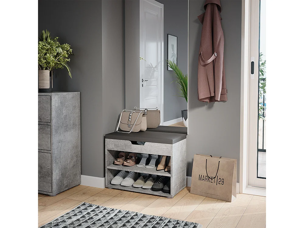 Banc pour chaussures béton 60x30x45 rolfe