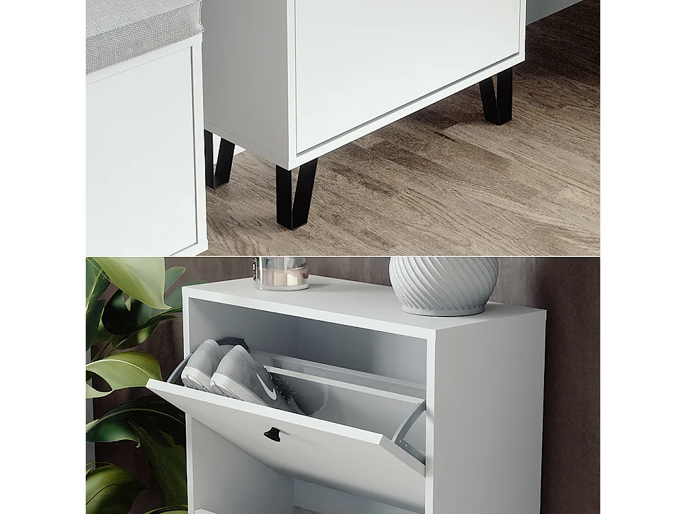 Benne à chaussures blanc 60x26x92 siri