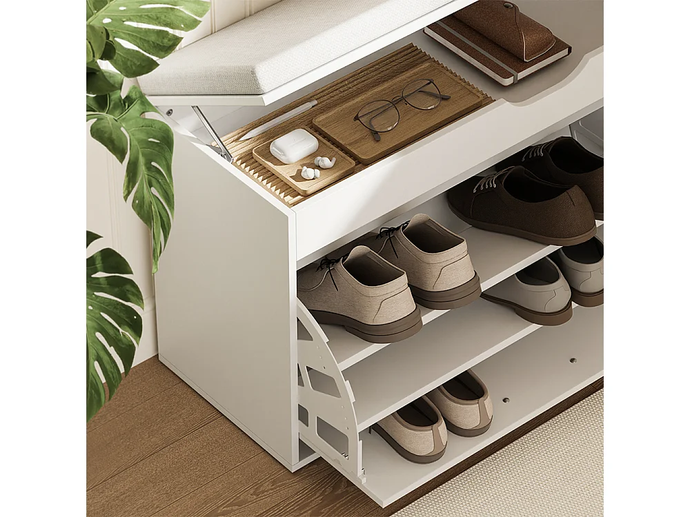 Banc pour chaussures blanc 90x30x50 solino