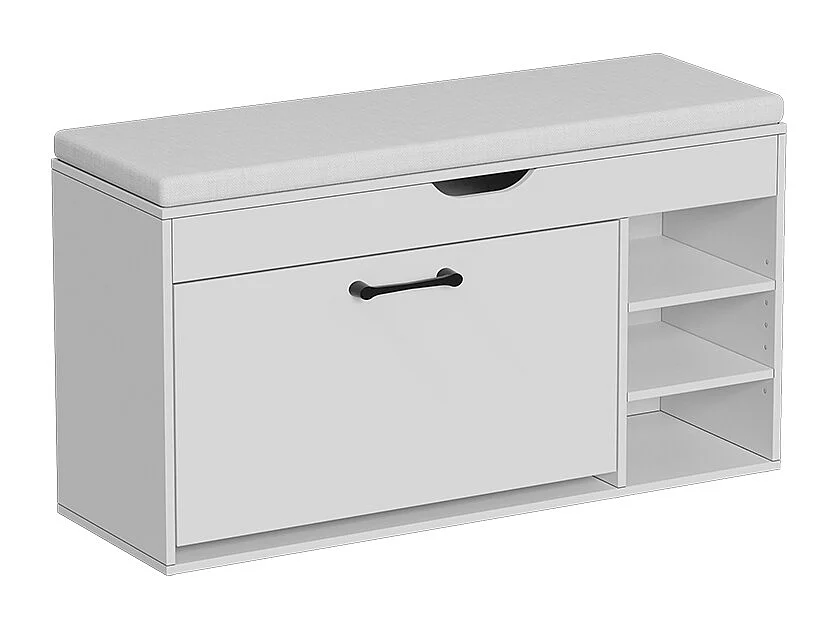 Banc pour chaussures blanc 90x30x50 solino