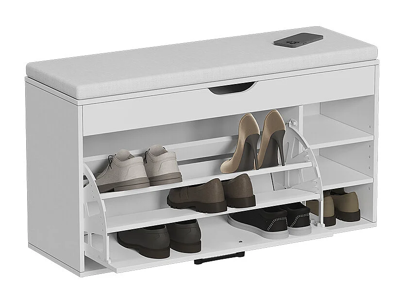 Banc pour chaussures blanc 90x30x50 solino