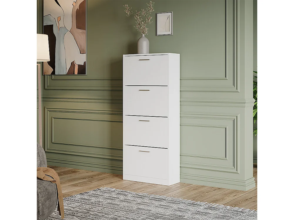 Meuble à chaussure blanc 59x22x137 gizmo