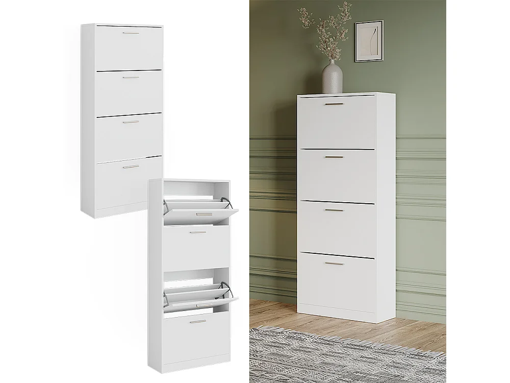 Meuble à chaussure blanc 59x22x137 gizmo