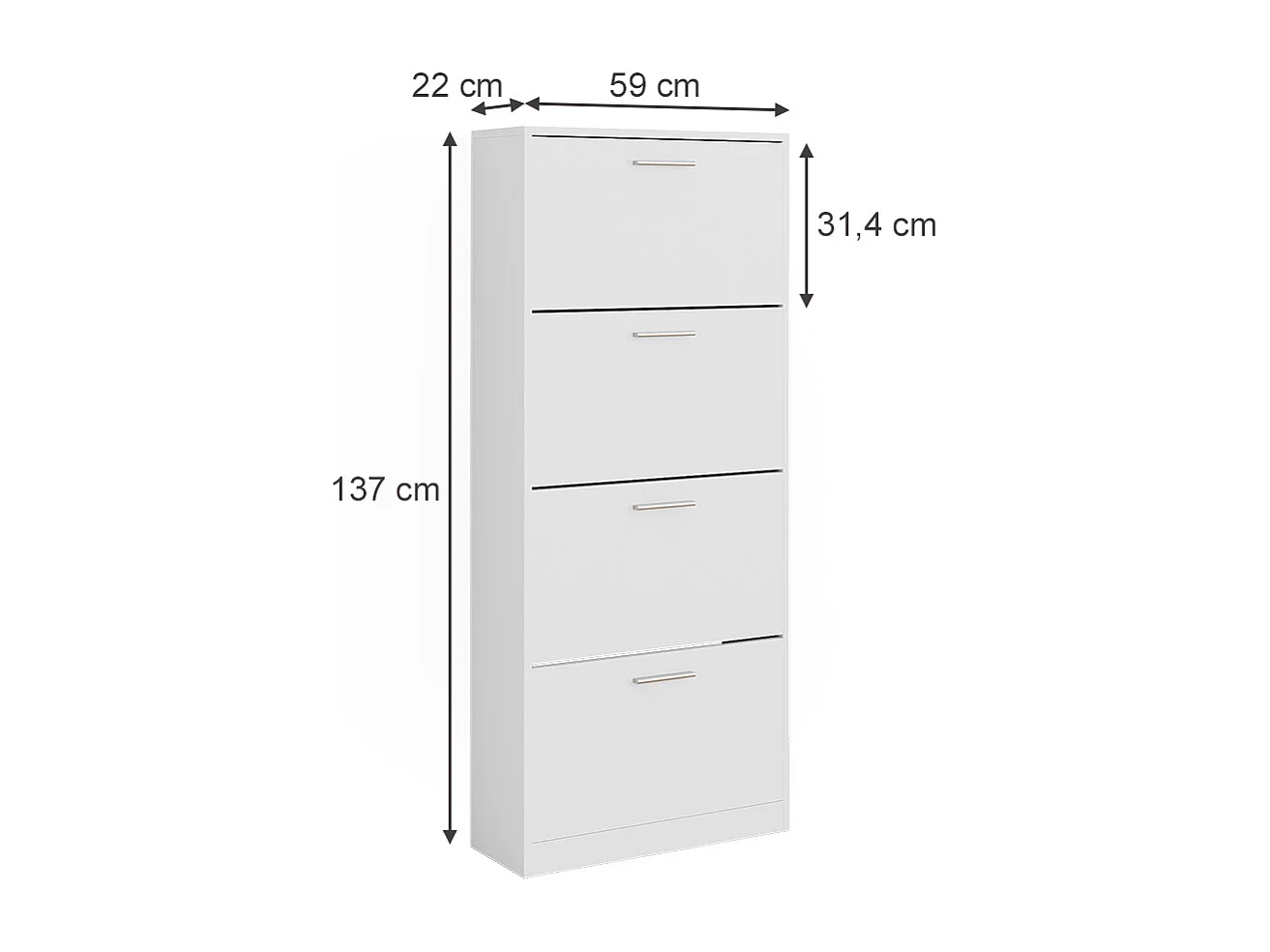 Meuble à chaussure blanc 59x22x137 gizmo
