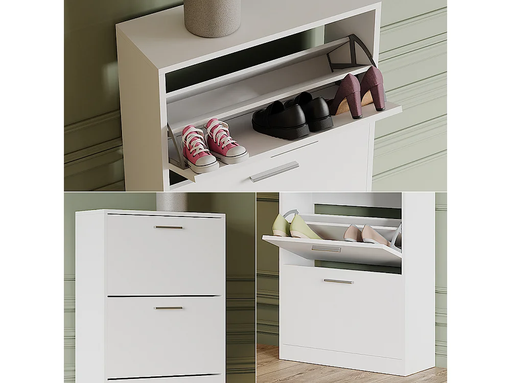 Meuble à chaussure blanc 59x22x137 gizmo