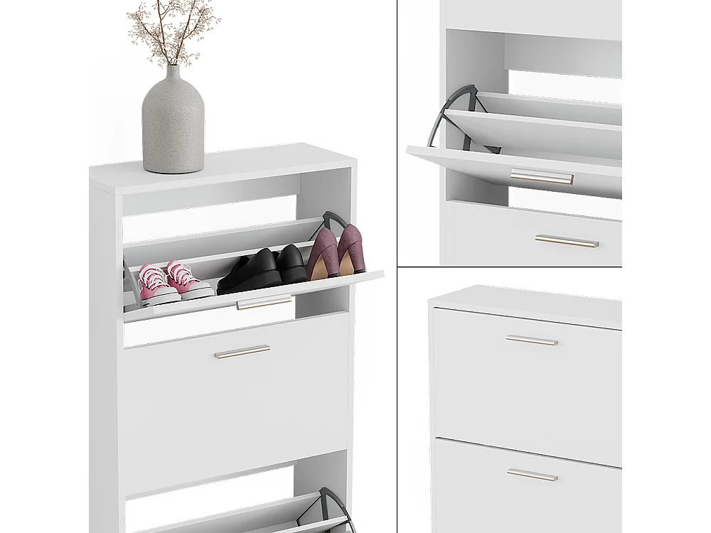 Meuble à chaussure blanc 59x22x137 gizmo