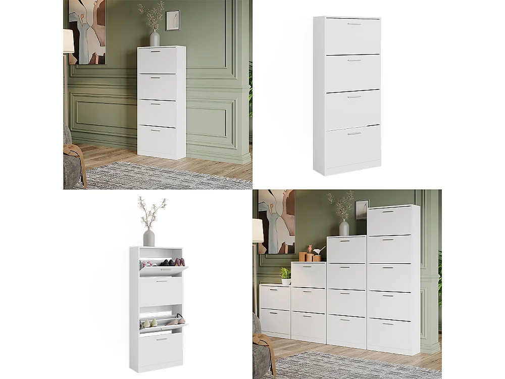 Meuble à chaussure blanc 59x22x137 gizmo