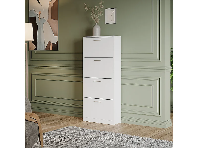 Meuble à chaussure blanc 59x22x137 gizmo