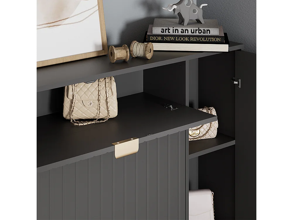 Armoire à chaussures noir 108x23.5x107.5 helge