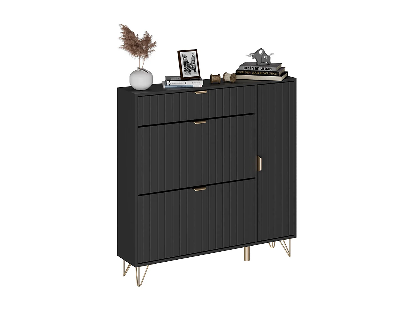 Armoire à chaussures noir 108x23.5x107.5 helge