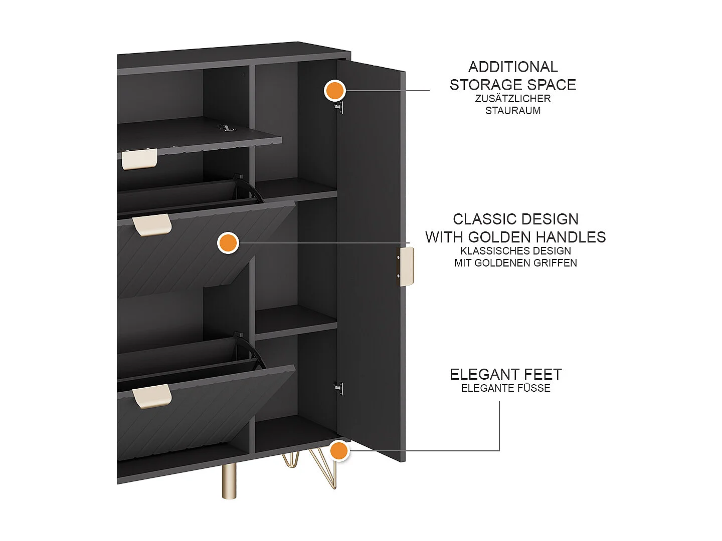 Armoire à chaussures noir 108x23.5x107.5 helge