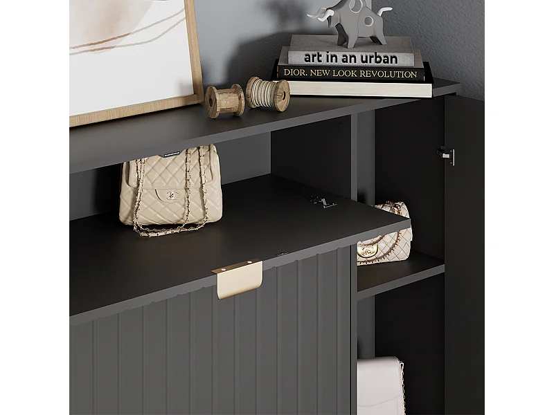 Armoire à chaussures noir 108x23.5x107.5 helge