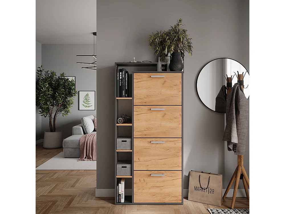 Schuhkipper goldkraft eiche/anthrazit 80x24.2x166.1 orlando