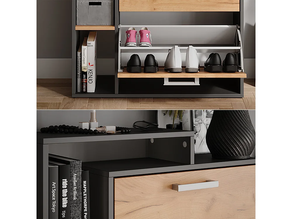 Schuhkipper goldkraft eiche/anthrazit 80x24.2x166.1 orlando