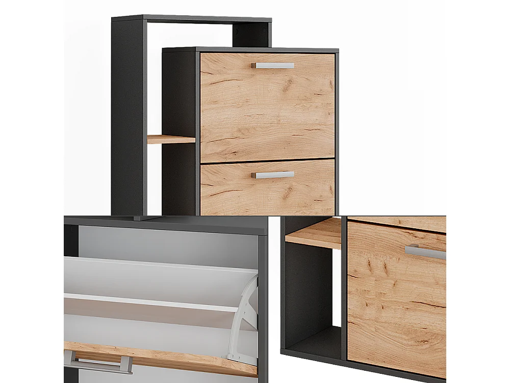 Schuhkipper goldkraft eiche/anthrazit 80x24.2x166.1 orlando