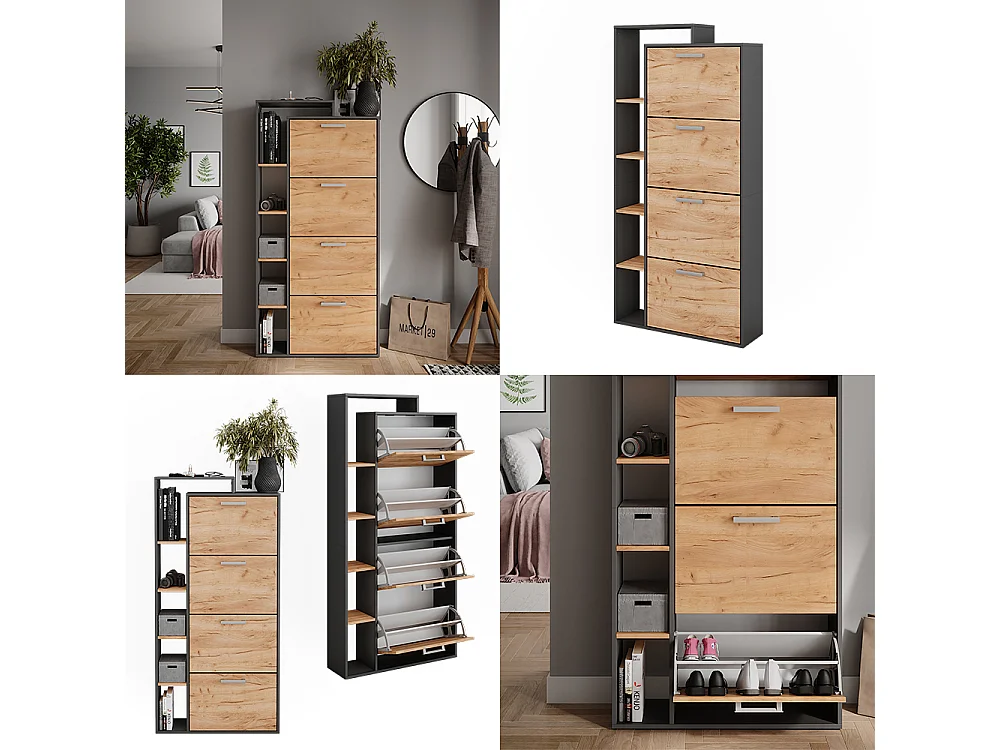 Schuhkipper goldkraft eiche/anthrazit 80x24.2x166.1 orlando