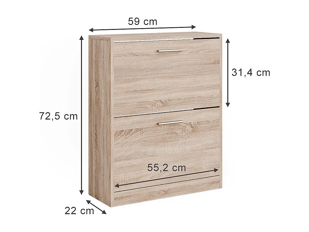 Armoire à chaussures sonoma 59x22x72.5 gizmo