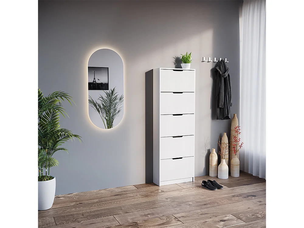 Meuble à chaussure blanc 59x22x169 luca