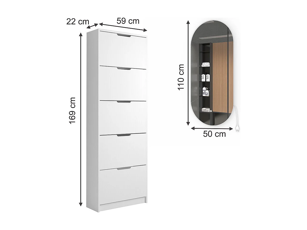 Meuble à chaussure blanc 59x22x169 luca