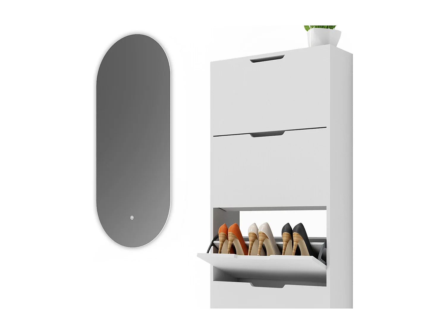 Meuble à chaussure blanc 59x22x169 luca