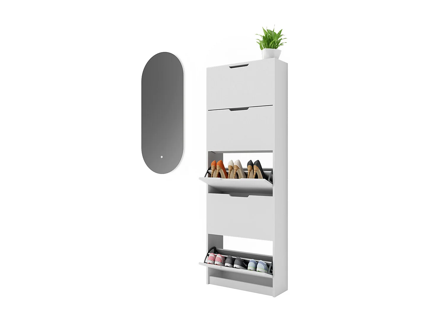 Meuble à chaussure blanc 59x22x169 luca