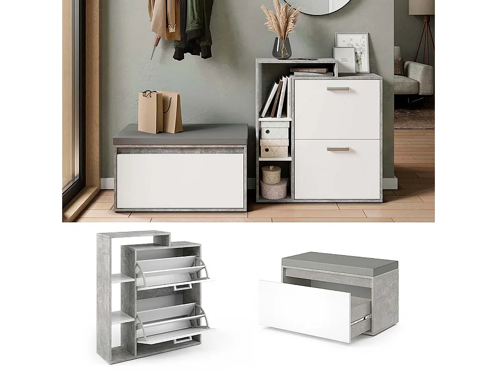 Meuble à chaussure béton 80x39x90 orlando