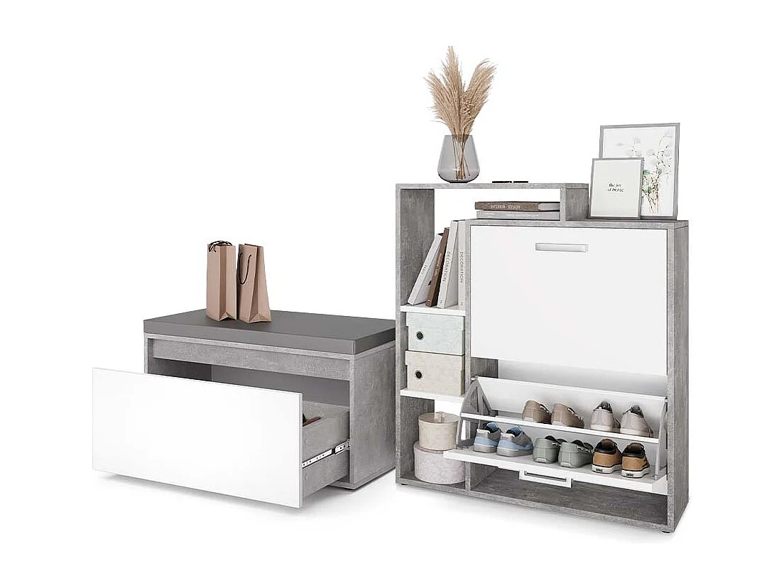 Meuble à chaussure béton 80x39x90 orlando