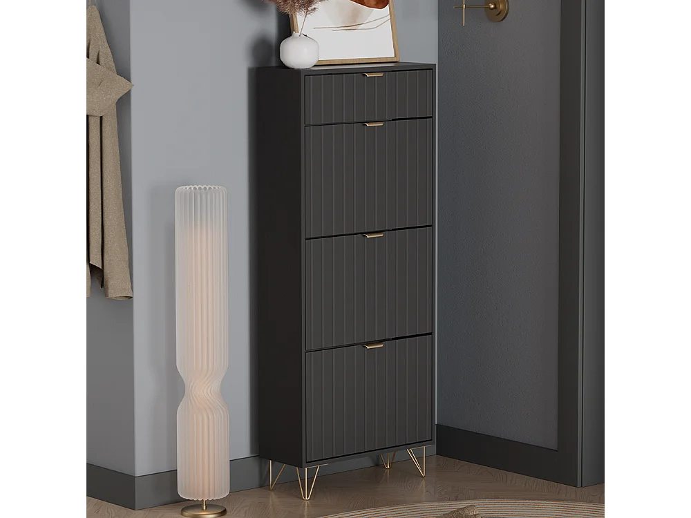 Armoire à chaussures noir 60x23.5x145 helge