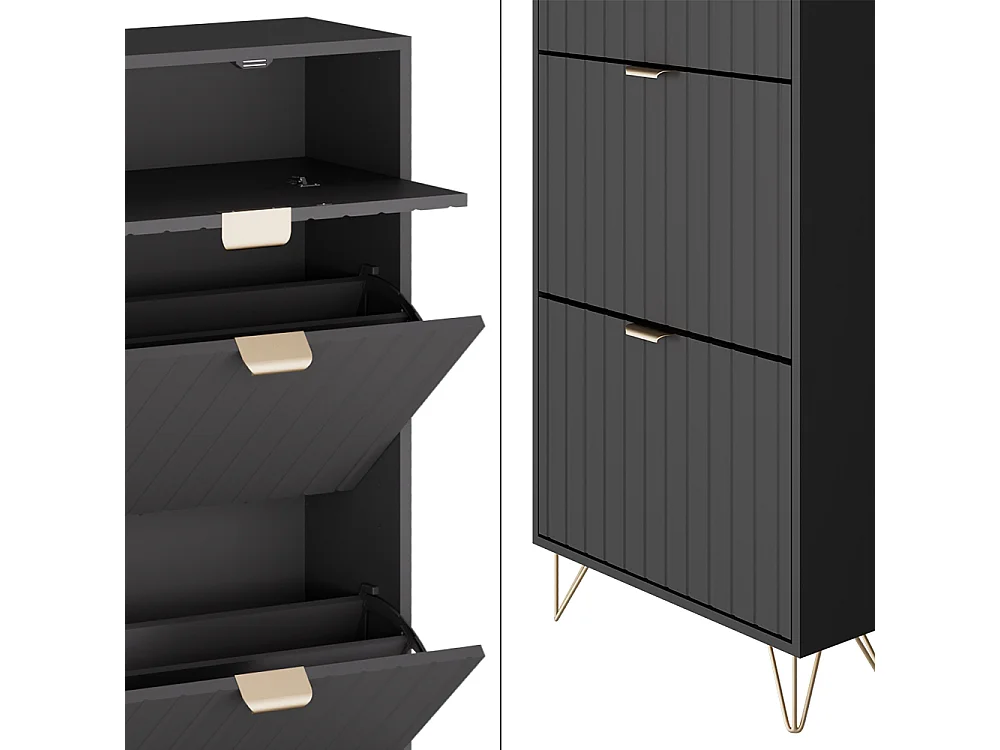 Armoire à chaussures noir 60x23.5x145 helge