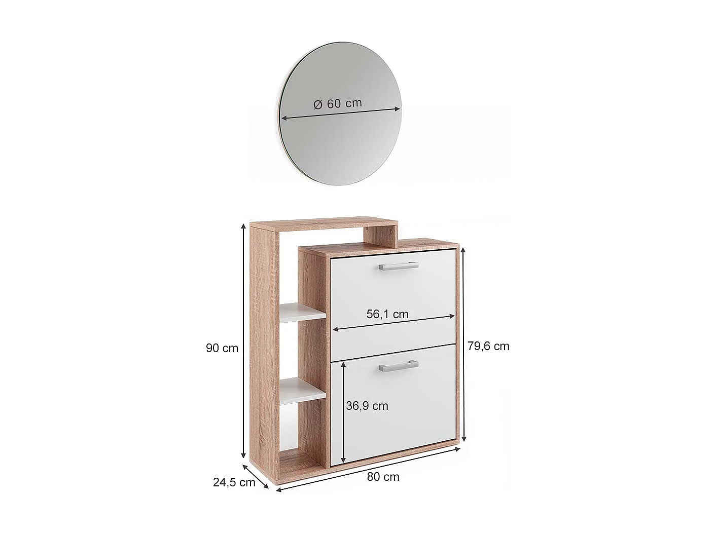 Meuble à chaussure sonoma 80x25x90 orlando