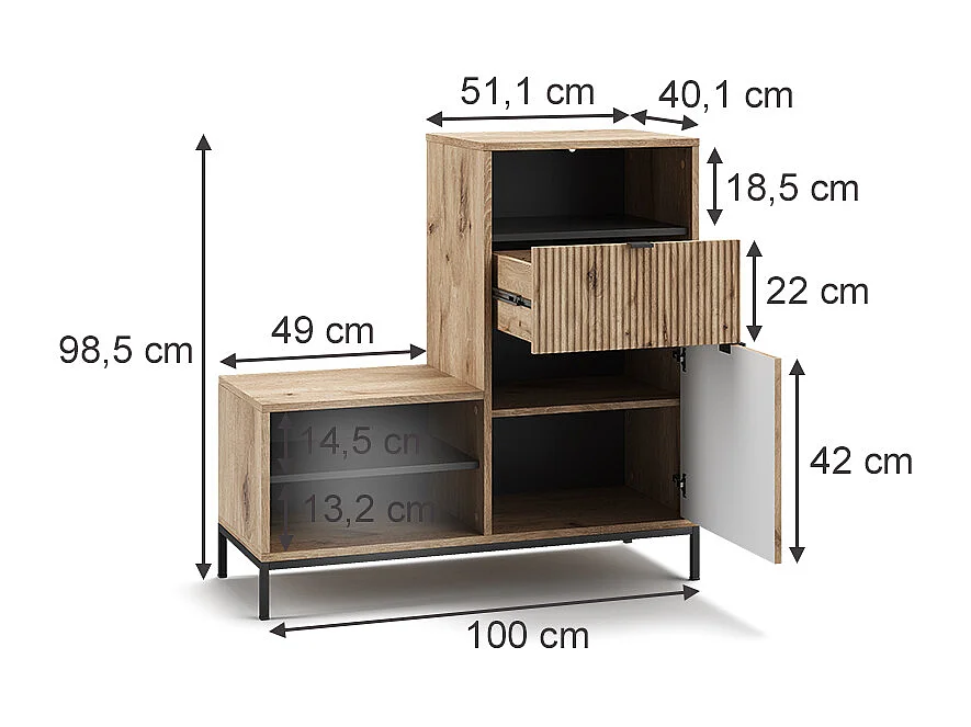Banc pour chaussures chêne viking 100x40x98.5 eliza