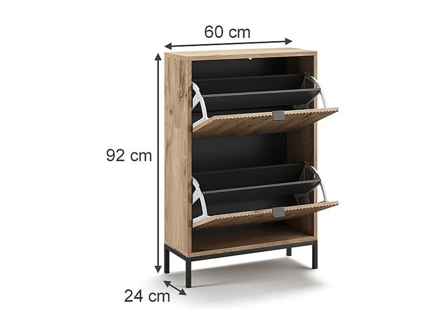 Benne à chaussures chêne viking 60x24x92 eliza