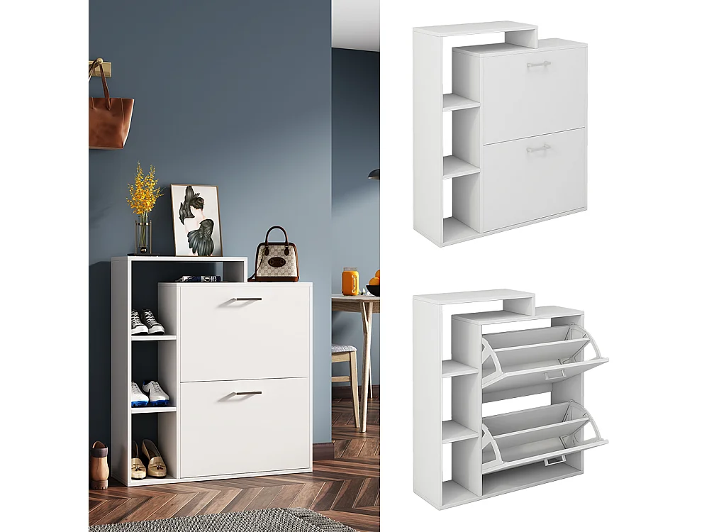 Meuble à chaussure blanc 80x24.5x90 tobias