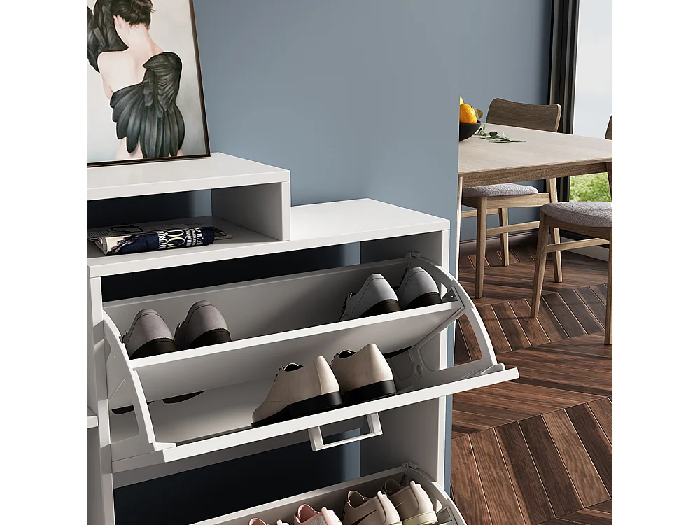 Meuble à chaussure blanc 80x24.5x90 tobias