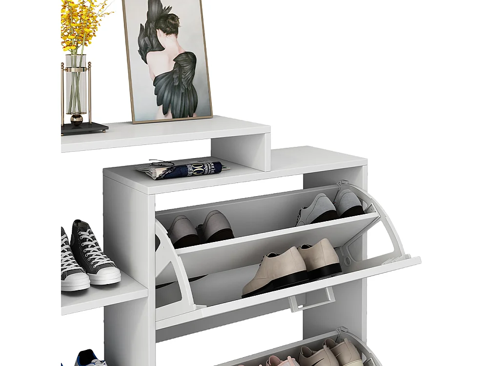 Meuble à chaussure blanc 80x24.5x90 tobias